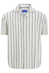 JACK & JONES Big & Tall Green Stripe Print Resort Shirt