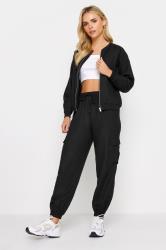 PixieGirl Petite Womens Black Linen Bomber Jacket | PixieGirl 1