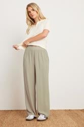 PixieGirl Petite Women's Natural Brown Acid Wash Wide Leg Trousers | PixieGirl 1