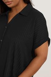 YOURS Plus Size Black Textured Boxy Shirt | Yours Clothing 5