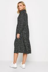 PixieGirl Petite Womens Black Heart Print Tiered Midi Dress | PixieGirl 2