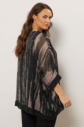 EVANS Plus Size Black & Brown Smudge Print Cape Top | Evans 4