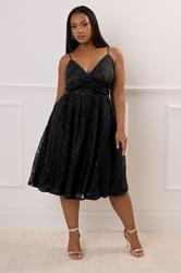 YOURS LONDON Plus Size Black Lace Skater Dress | Yours Clothing  3