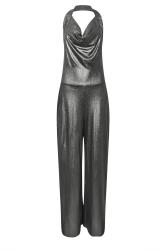 PixieGirl Petite Women's Silver Cowl Neck Wide Leg Jumpsuit | PixieGirl 7