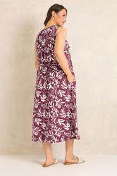 EVANS Plus Size Berry Red Leaf Print Cotton Dress | Evans  4