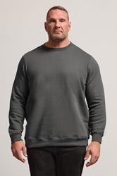 BadRhino Big & Tall Grey Premium Crew Neck Sweatshirt | BadRhino 3