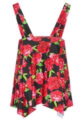 YOURS Plus Size Red Floral Print Hanky Hem Swim Dress | Yours Clothing 8