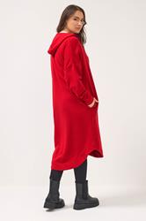 YOURS Plus Size Red Hooded Maxi Jacket | Yours Clothing 2