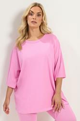 YOURS Plus Size Pink Oversized Boxy T-Shirt | Yours Clothing 3