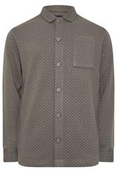 BadRhino Big & Tall Beige Brown Jersey Textured Overshirt