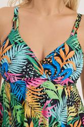 YOURS Plus Size Black Tropical Print Hanky Hemline Swimdress | Yours Clothing 4