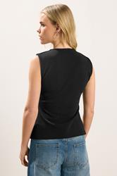 PixieGirl Petite Women's Black Button Sleeveless Top | PixieGirl 2