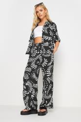 Petite Black Leaf Print Shirt | PixieGirl 2