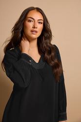 EVANS Plus Size Black Stitch Detail Blouse | Evans 3