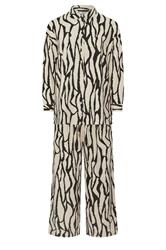 EVANS Plus Size Set Natural Brown Abstract Linen Shirt & Trouser | Evans 9