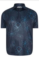 BadRhino Golf Big & Tall Navy Blue Floral Print Polo Shirt