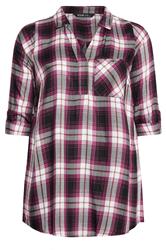 YOURS Curve Black & Pink Check Overhead Shirt
