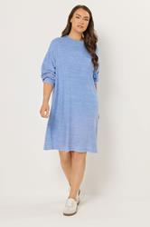 YOURS Plus Size  Blue Soft Touch Jumper Dress | Yours Clothing 1