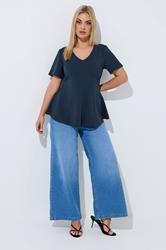 LIMITED COLLECTION Plus Size Navy Blue Corset Top | Yours Clothing 1