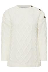 PixieGirl Petite Ivory White Cable Knit Button Jumper