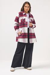 YOURS Plus Size Red & White Check Shacket | Yours Clothing 1