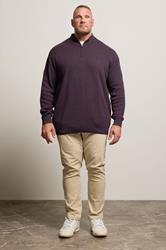 BadRhino Big & Tall Plum Purple Milano Quarter Zip Jumper | BadRhino 1