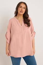 EVANS Plus Size Blush Pink Linen Utility Top | Evans  3