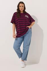YOURS Plus Size Red Stripe Daisy Print T-Shirt | Yours Clothing 2
