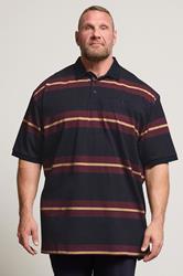 KAM Navy Blue Striped Short Sleeve Rugby Polo Shirt | BadRhino 3