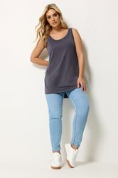 YOURS Plus Size Charcoal Grey Basic Vest Top | Yours Clothing 1
