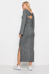 PixieGirl Petite Black Twist Back Ribbed Knit Midi Dress | PixieGirl  2