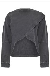 PixieGirl Petite Women's Grey Acid Wash Cross Over Cotton Sweatshirt | PixieGirl 5