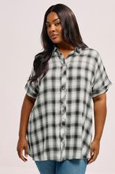 YOURS Plus Size Black Check Short Sleeve Shirt | Yours Clothing 3