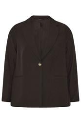 EVANS Curve Chocolate Brown Linen Blazer