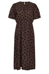 M&Co Brown Polka Dot Tulip Sleeve Dress | M&Co 1