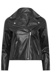 Petite Black Faux Leather Biker Jacket | PixieGirl  6