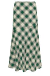 PixieGirl Petite Dark Green Blurred Check Maxi Skirt