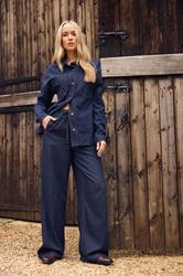 LTS Tall Indigo Blue Cotton Tie Waist Wide Leg Jeans | Long Tall Sally 1
