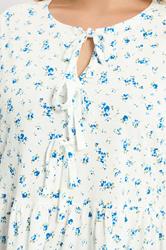 YOURS Plus Size Ivory White Ditsy Bow Tie Front Peplum Top | Yours Clothing 5
