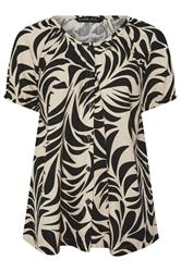 EVANS Plus Size Black Premium Linen Leaf Print Blouse | Evans 6