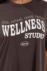 YOURS ACTIVE Plus Size Chocolate Brown 'Wellness Studio' T-Shirt | Yours Clothing 4
