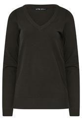 LTS Tall Chocolate Brown Knit V-Neck Jumper