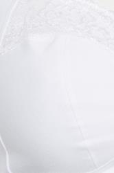 YOURS Plus Size White Cotton Lace Trim Non-Padded Non-Wired Bralette | Yours Clothing 1
