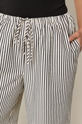 YOURS Plus Size Cream & Black Stripe Trousers | Yours Clothing 4
