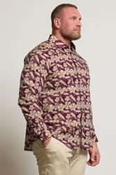 BadRhino Tailoring Big & Tall Burgundy Red Premium Leaf Print Long Sleeve Shirt | BadRhino 5