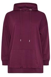 YOURS Curve Burgundy Red Pocket Front Hoodie