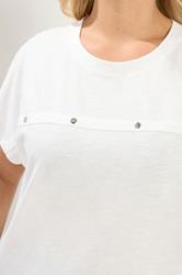 YOURS Plus Size White Stud Grown-On Sleeve T-Shirt | Yours Clothing 4