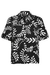 Petite Black Leaf Print Shirt | PixieGirl 6