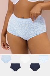 YOURSET 5 PACK Plus Size Blue Floral Print Full Briefs | Yours Clothing 1