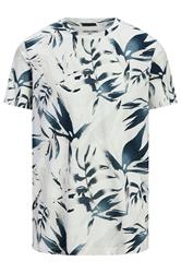 JACK & JONES Big & Tall Off White Leaf Printed T-Shirt